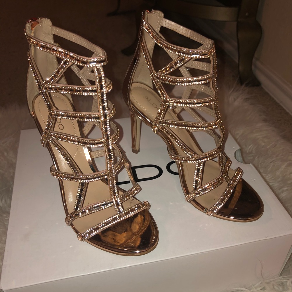 Aldo Rose Gold Norta Heels